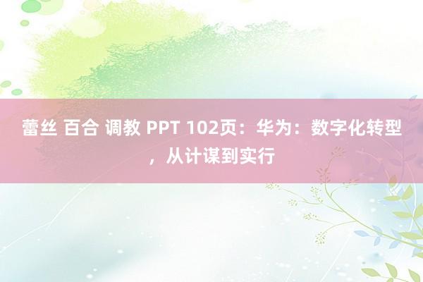 蕾丝 百合 调教 PPT 102页：华为：数字化转型，从计谋到实行